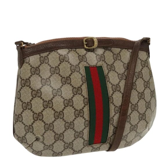 GUCCI GG Supreme Web Sherry Line Shoulder Bag PVC Beige Red Green - Picture 1 of 16